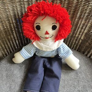Raggedy Andy Doll Handmade 18" Fabric Rag Doll Red Blue Boy Soft Fabric
